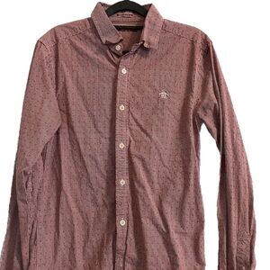 Original Penguin Shirt Mens Sz S Heritage Slim Fit Check Button Front Cotton Red